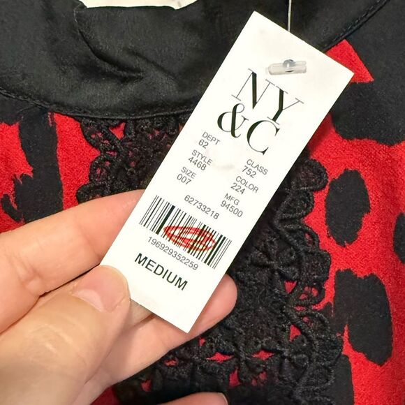 NEW NY&C Red Black Leopard Lace Trim Halter Dress Size M - Picture 6 of 12